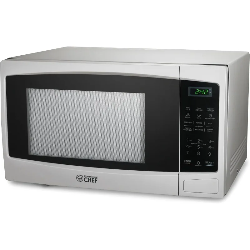 

1.1 Cu Ft Microwave , Microwave 1000W with Push Button Door Lock, with Microwave Turntable and Digital Controls, White