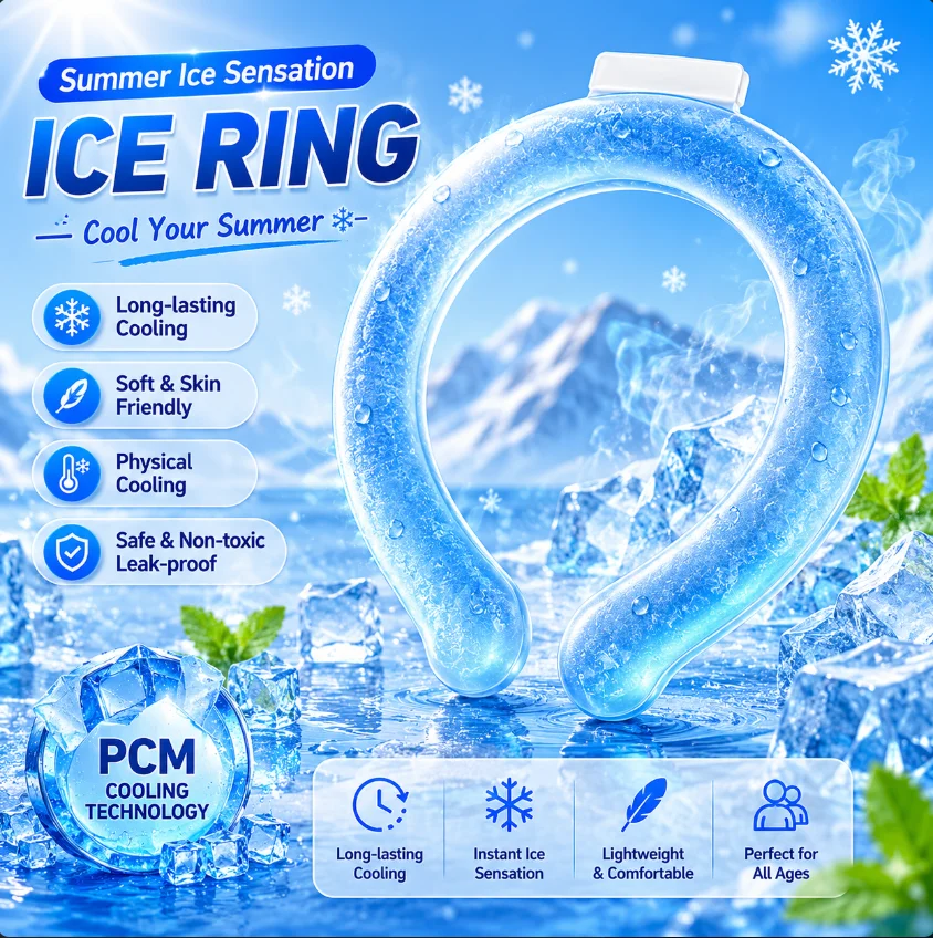 Anel de Resfriamento para Pescoço de Verão, Portátil para Corrida e Esportes ao Ar Livre, Acessório de Resfriamento Mãos Livres com Gel, Anel de Gelo para Pescoço, 1 unidade