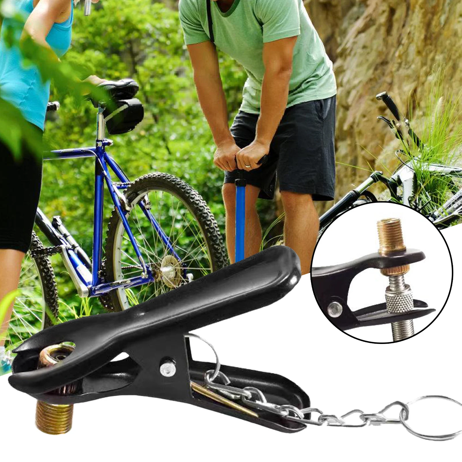 Bicycle Pump Adapter Presta to Schrader Valve Clip British Air Chuck Conversion Nozzle for Inflator Accessories