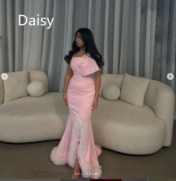 Vestido sharon de tule rosa, um ombro para eventos especiais, vestidos de baile personalizados, vestidos de noite elegantes para mulheres, festa de casamento
