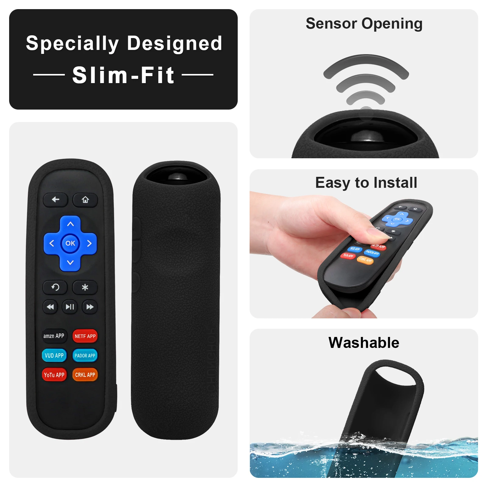 حافظة حماية لجهاز التحكم عن بعد لـ TCL لـ Roku TV 3600R RC280 غطاء مقاوم للصدمات من السيليكون مضاد للفقدان