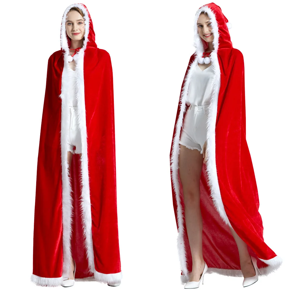 New Christmas Performance Costumes Rave Party Christmas Shawl Cape Winter Christmas Cosplay Costumes Father Christmas Cape