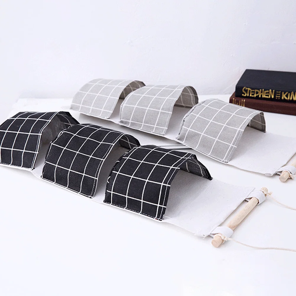 

3pcs Wall Hanging Storage Bag Cotton Linen Organizer Medicine Glasses Socks Over The Door Bathroom Kitchen Wardrobe Space