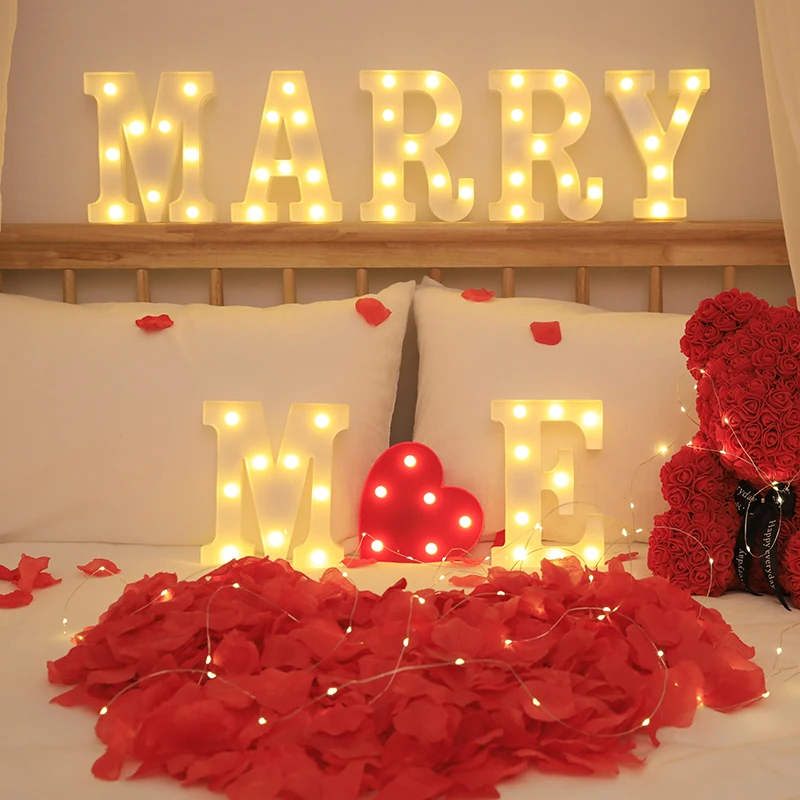 Wedding Decorative Name Letters Alphabet Letter LED Lights Luminous Number Lamp Night Light Party Baby Bedroom Decoration Home