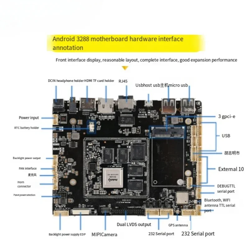 RK3288  industrial main board advertising machine dual network multi serial port, industrial control Android main board