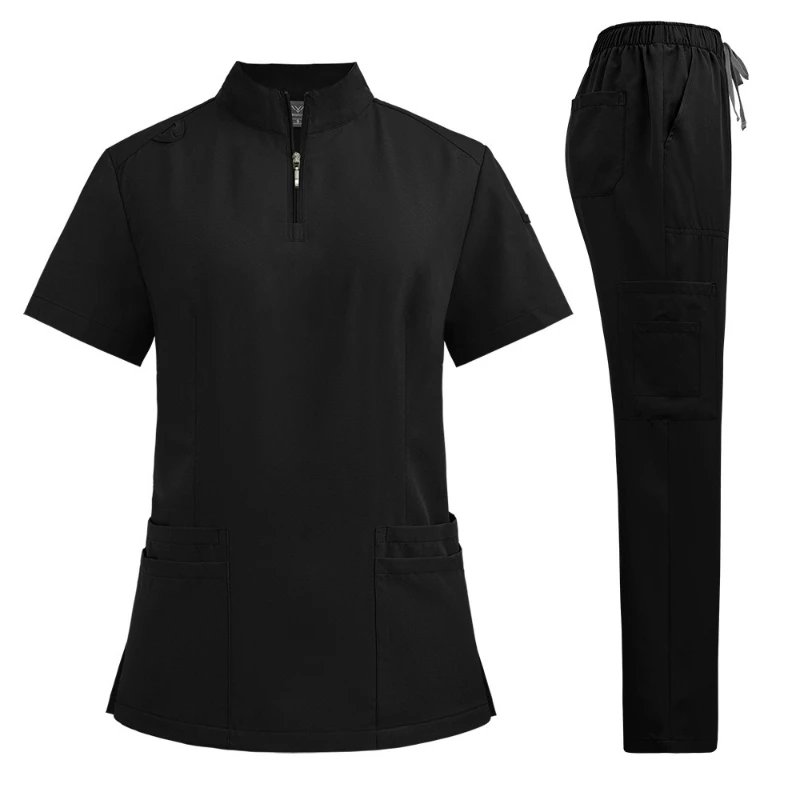 เครื่องแบบพยาบาลซักมือชุดโรงละครปฏิบัติการเสื้อผ้าผู้ชายและผู้หญิงคลินิกทันตกรรมเครื่องแบบแขนสั้นกางเกงชุด