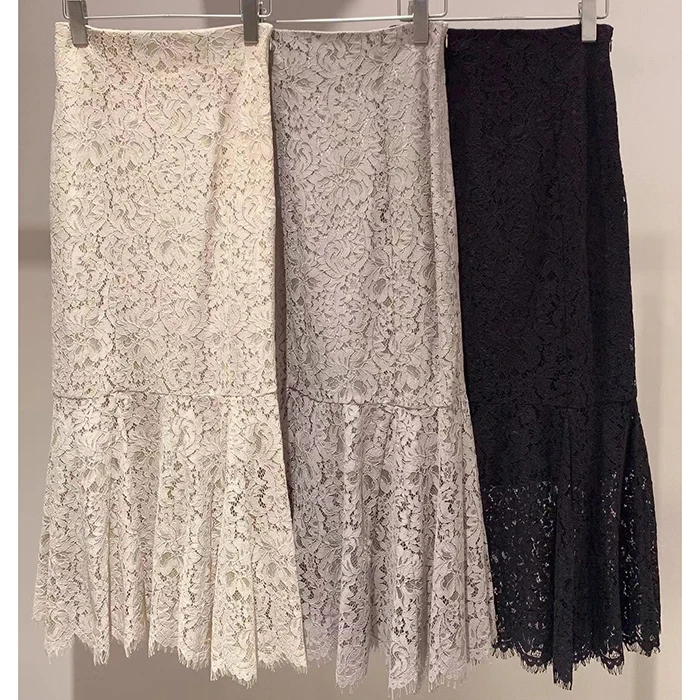 

Новая весенняя юбка Sweet Fairy T с высокой талией, кружевными вставками, вырезами, эффектом похудения, фасоном «рыбий хвост», А-силуэта, длинная, для повседневной носки