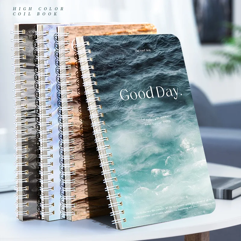 4pcs/set A5 Spiral book Landscape series coil Notebook To-Do Lined Notepad Memo Pad Journal Diary School Supplies Stationery