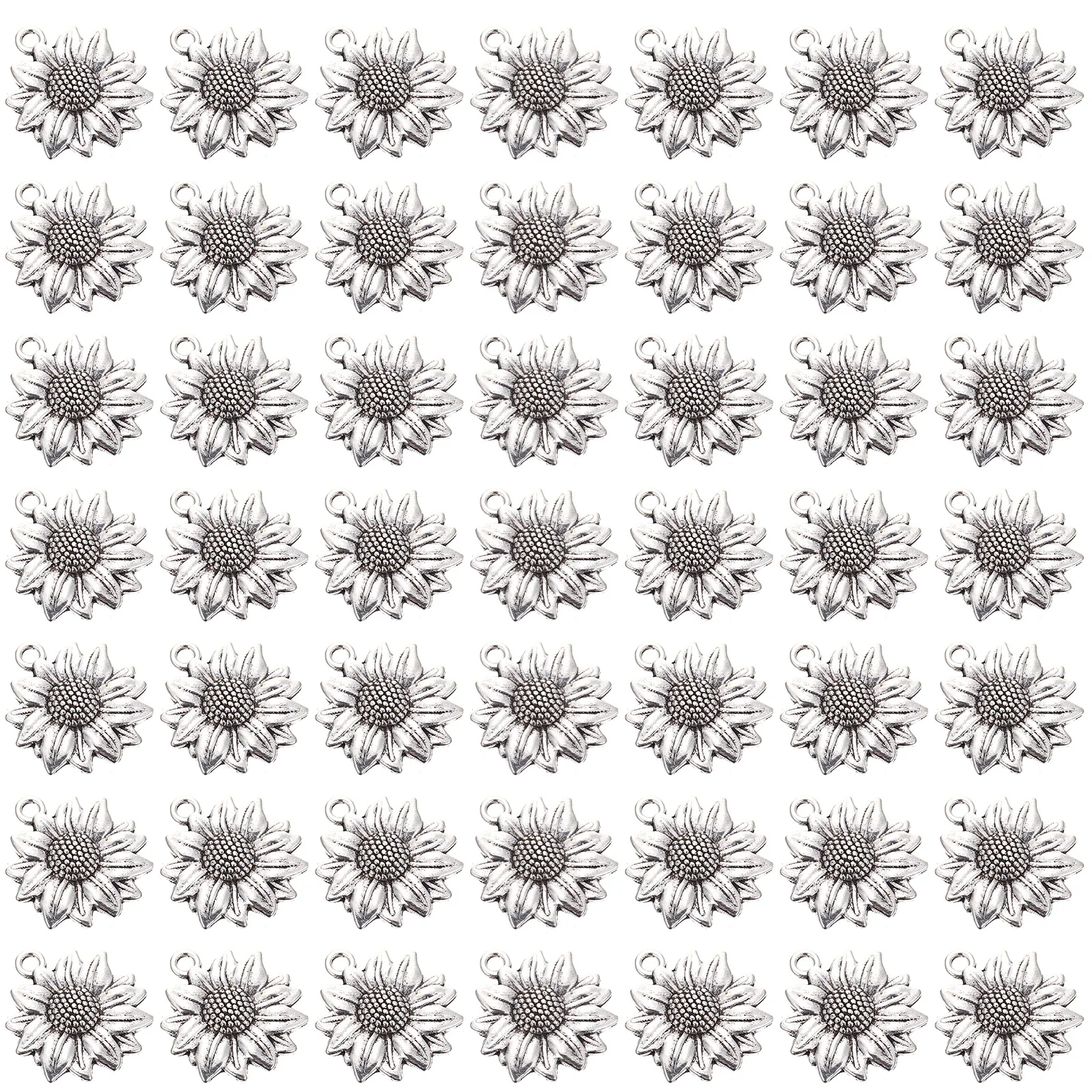 

100pcs Alloy Sunflower Charms for DIY Jewelry Making Metal Pendant Earrings Crafts Sterling Silver Necklace Accessories