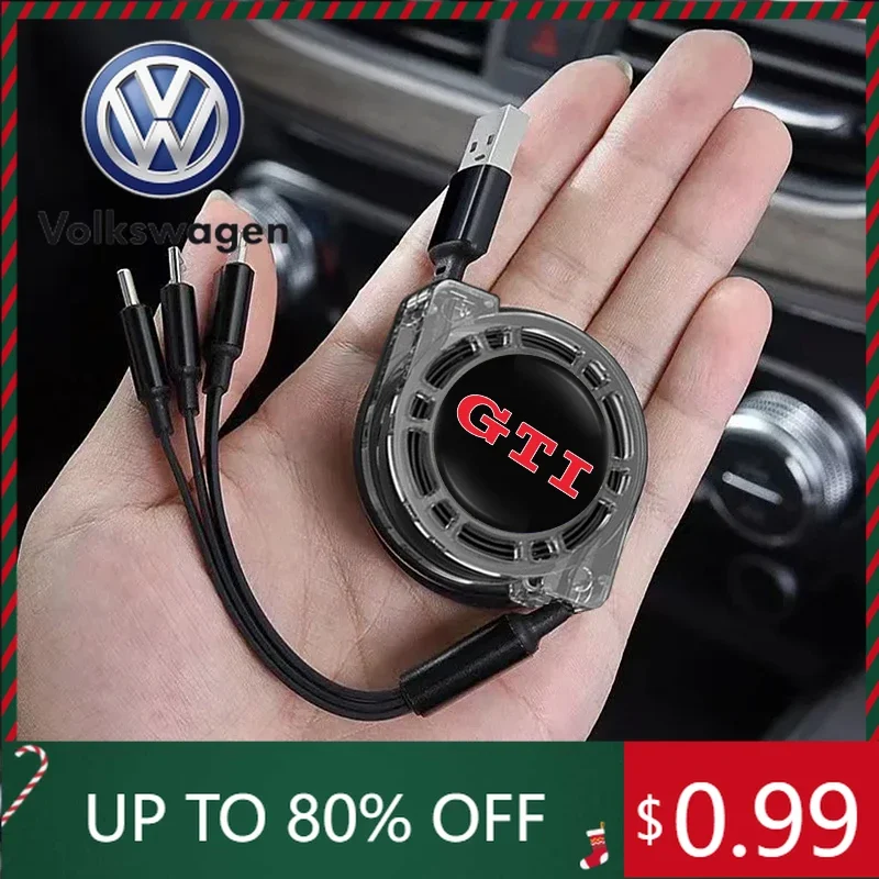 

For VW Volkswagen Jetta MK5 Golf 3 In 1 Micro USB Type C Charging Cable Multi Charger For Volkswagen GTI Golf Tiguan Jetta Trans