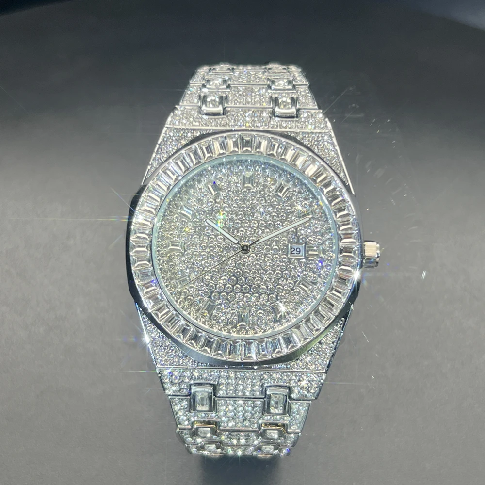 Top Brand Luxury Watch for Men Fashion Iced Out Diamond Watches Hip Hop Date Quartz Wristwatches Male Clock Drop Shipping Hot