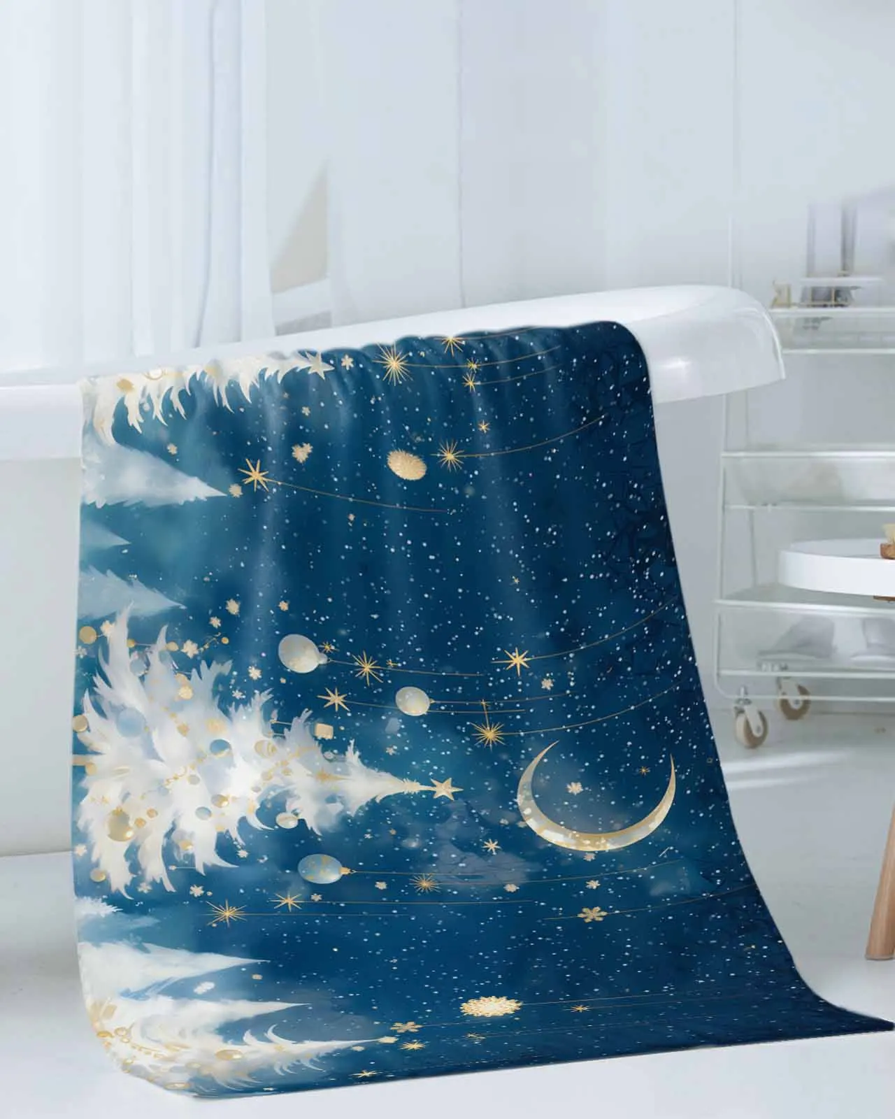 3pcChristmas Stars MoonTowel Set Ultra Soft Highly Absorbent Includes 1 Bath Towels 1 Hand Towels 1 WashclothsFor Home Bathroom