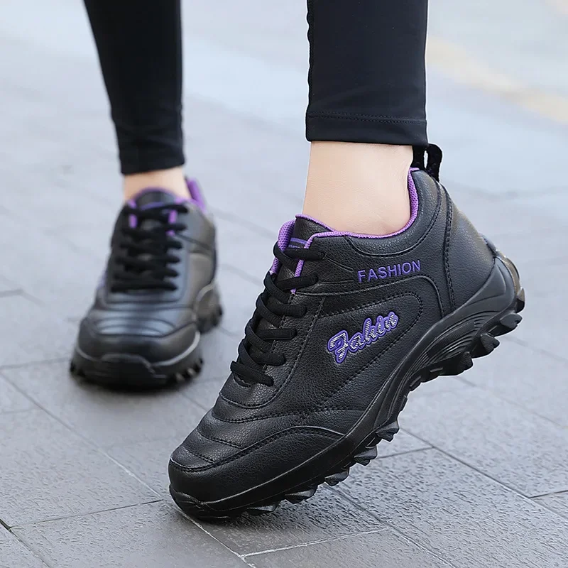 Autumn Winter Sneakers Women Comfort Soft Sole Non Slip Casual Shoes for Women PU Waterproof Sport Shoes Zapatillas