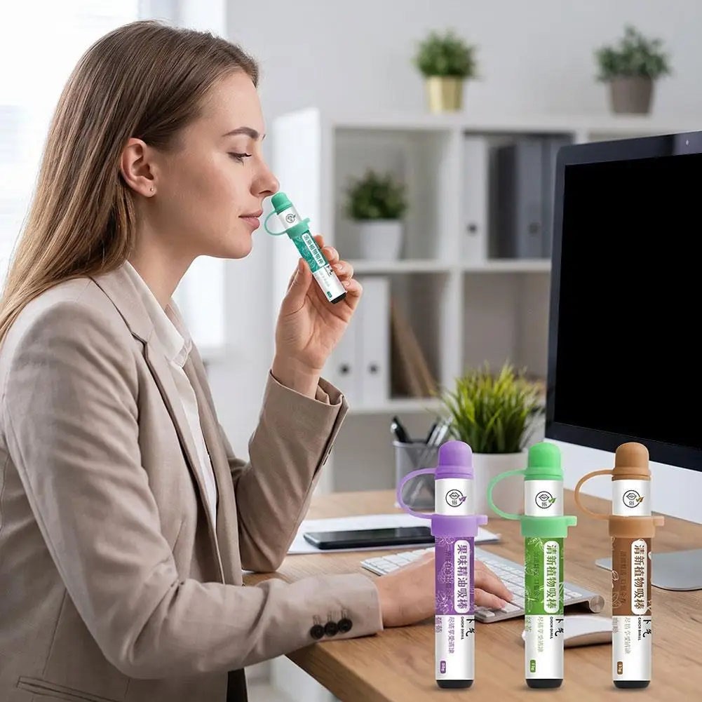 Herbal Fruit Inhaling Stick Mint Green, Grape Purple, Tea Green, Coffee Brown Smoke-Free Nasal Inhale Stick Quit Smoking Oral