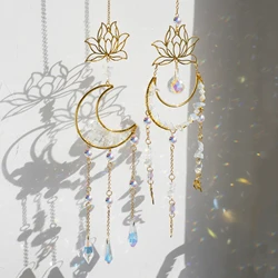 Moon Lotus Suncatcher prismi Yard & Garden Decor ametista Sun Catchers Crystal Wind Chime Rainbow Maker Witchy Home Car Charm