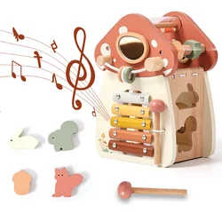 Baby Wooden Montessori Toys Baby Wooden Musical Instrument Early Education Toys  Mushroom Building Blocks Puzzle Toys Child Gift