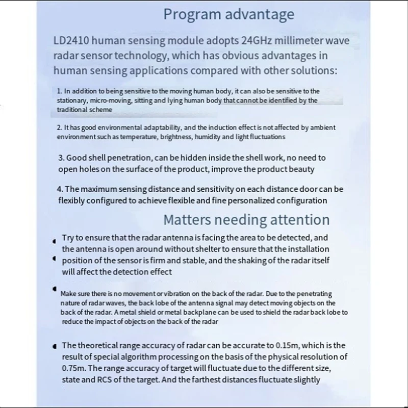 Mini LD2410B ความไวสูง 24 Ghz Human Presence สถานะการตรวจจับโมดูล Radar Sensor โมดูล