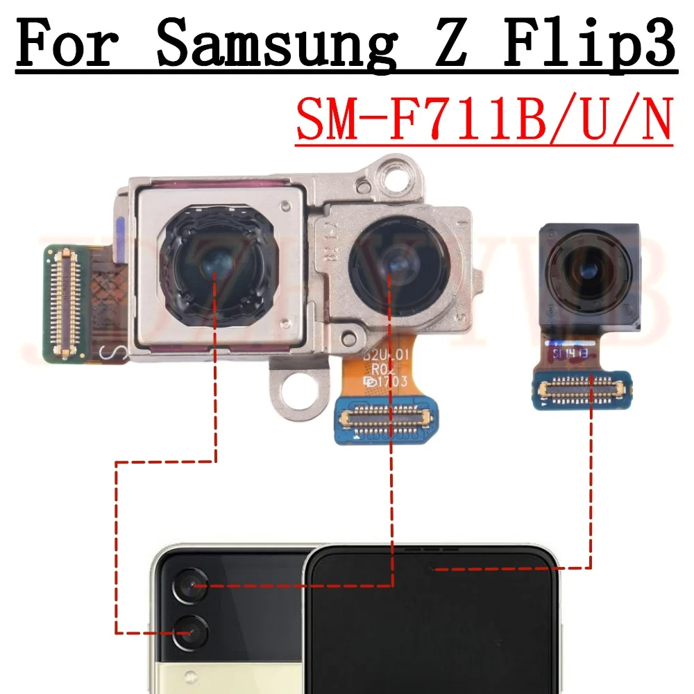 

Модуль передней и задней камеры для Samsung Z Flip 3 Flip3 5G F711B/N/U, гибкий кабель для фронтальной селфи-камеры и основной задней камеры