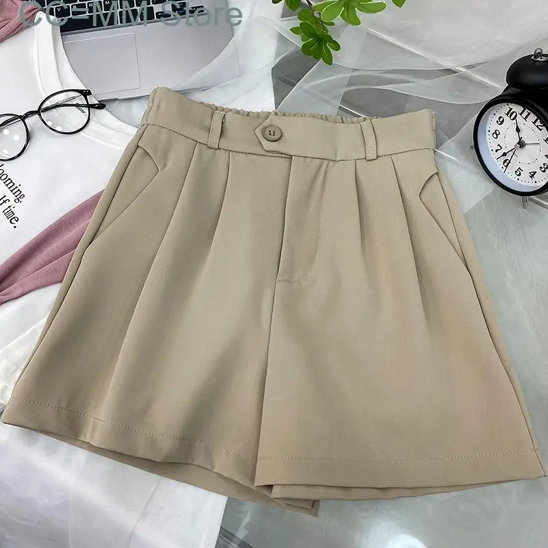 

New Baggy Suits Shorts for Women High Waisted Korean Fashion Solid Wide Leg Shorts Office Ladies Casual Shorts