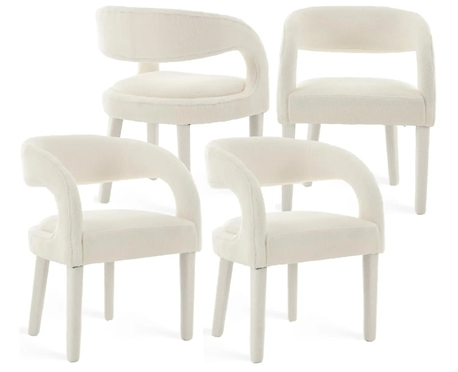 Modern Barrel Dining Chairs Set of 4 with Arms Open Back, Velvet Accent Side Chairs for Kitchen Living Room Bedroom, Customized