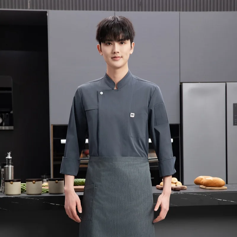 زي طاهٍ للمطاعم الغربية للخريف والشتاء، ملابس تقديم الطعام في الفنادق، مقصف الخباز، متجر الكيك، ملابس العمل بأكمام طويلة