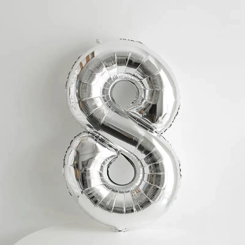 Große 40-Zoll-Silber-Luftballons aus digitaler Aluminiumfolie, große Zahl 0-9-Ballon, Geburtstagsfeier, Jahrestag, Hochzeit, Dekorationen