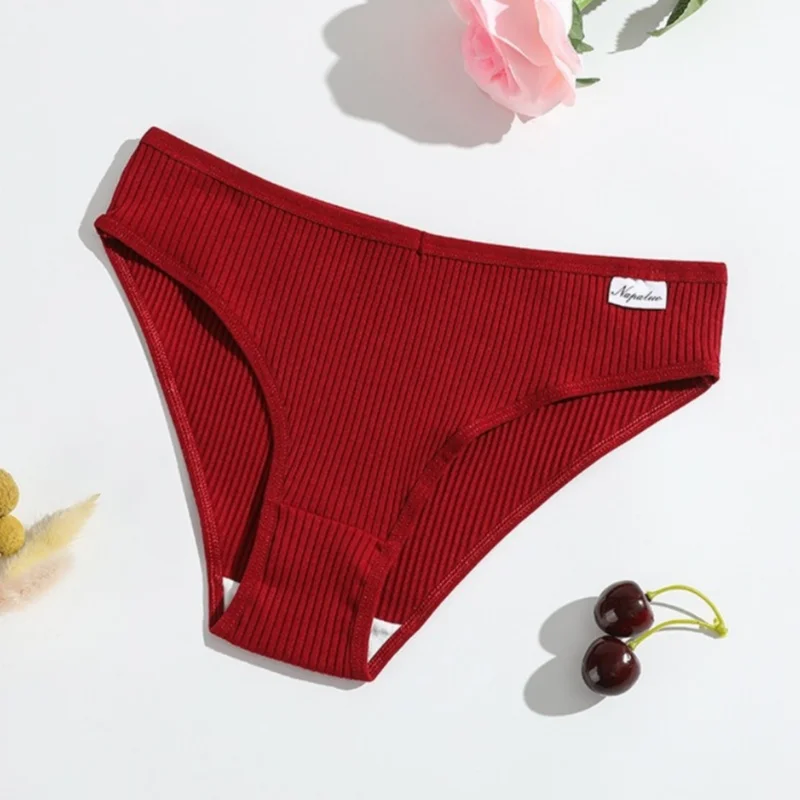 3-teiliges Set Damen Baumwoll-Slips Einfarbig Weiche Atmungsaktive Unterhosen Komfortable Stretch-Slips Sexy Dessous S-XL – Detail 10