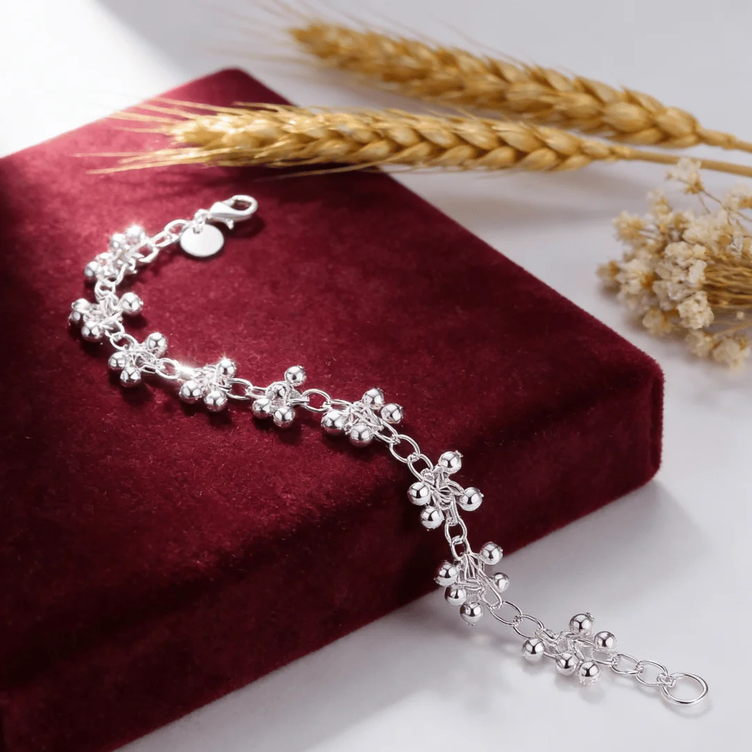 Hot luxury Custom grape beads 925 sterling silver Bracelet for woman fashion Costume Jewelry Wedding party Christmas Gifts