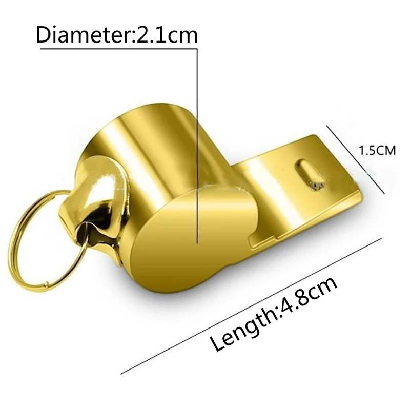 Gold Stainless Steel Rope Whistle Hanging Neck Outdoor Lifesaving Whistle