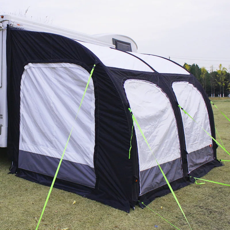 

Trailing RV tent with external awning and sunshade outdoor camping rainproof thickening quick-opening inflatable tent