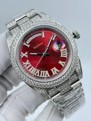 41mmDiamond-Accented Automatic Watch - Elegant   Men’s Timepiece with Roman Numeral Dial