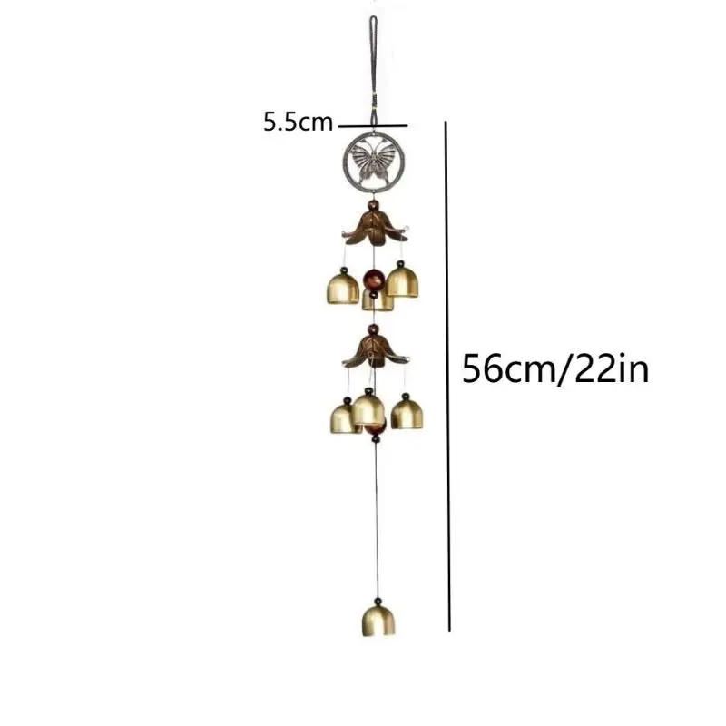Doppelte Metallklingel Windspiel in Messingfarbe mit klarem Klang, Hängedekoration für Veranda, Balkon, Feiertags- und Partydekoration – Detail 8