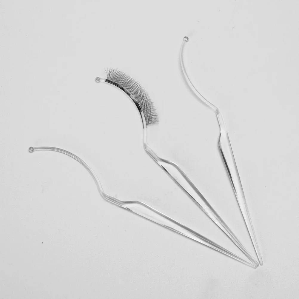 

3Pcs Eyelashes Wearing Tool Eye Shape Design Exquisite Workmanship Easy Try on Best Fit Black Fake Eyelash Display Stick