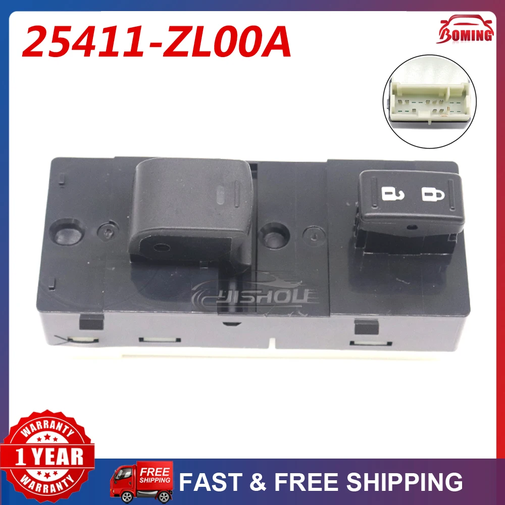 New Car Master Power Window Control Switch 25411-ZL00A For Nissan Frontier 2010-2021 Xterra 2010-2015 25411ZL00A DWS322 1S12977