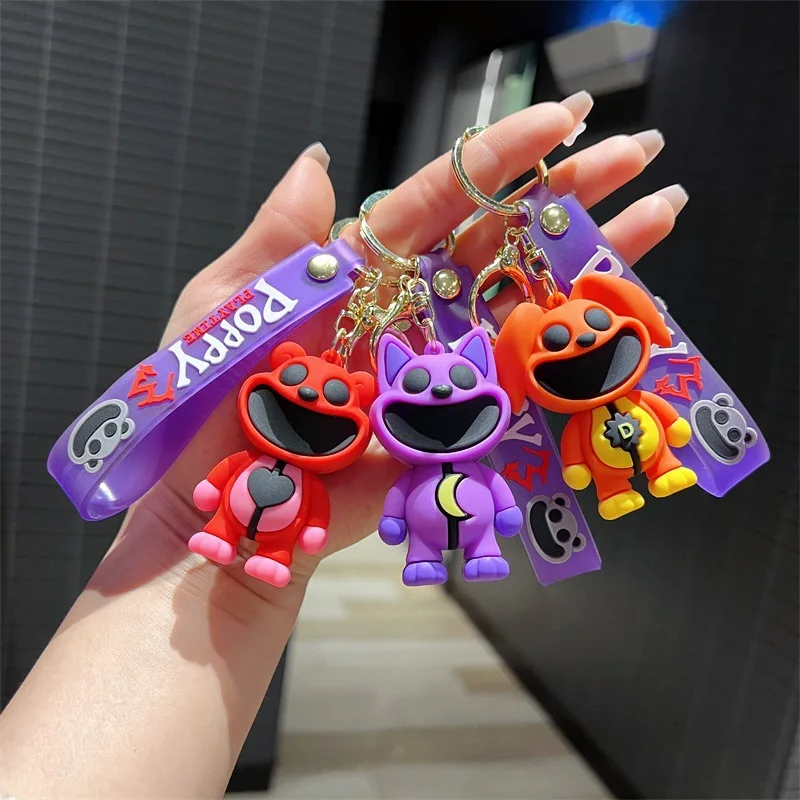 Smiling Critters keychain Cartoon Hopscotch Catnap Bearhug Key Chain For Men Women Backpack Pendant Keychain Gift for Kids