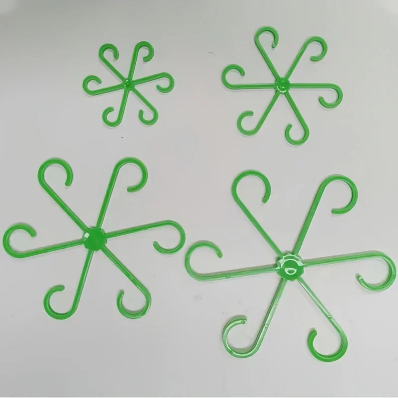 4 Plastic Plant Support Clips, Transparent Green Vine Climbing Frame, Adjustable Plant Stem Clips for Fixing and Upright Growth
