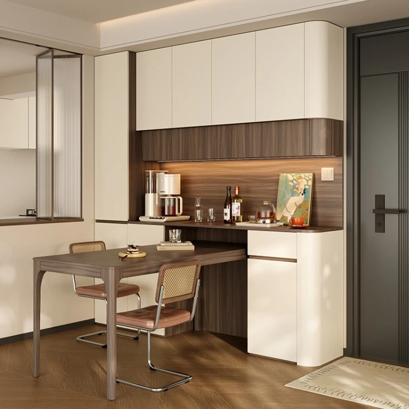 

Medieval log wind entry door side dining side cabinet small apartment can be embedded in dining table tea