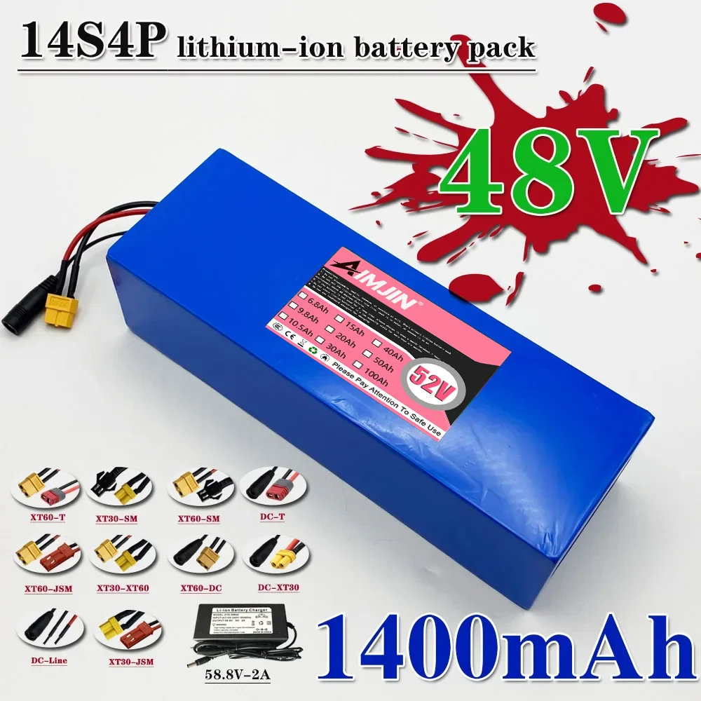 52V 14000mah for Balance Car, Bike, Scooter, Tricycle battery pack 18650 Lithium 14S4P Battery with BMS