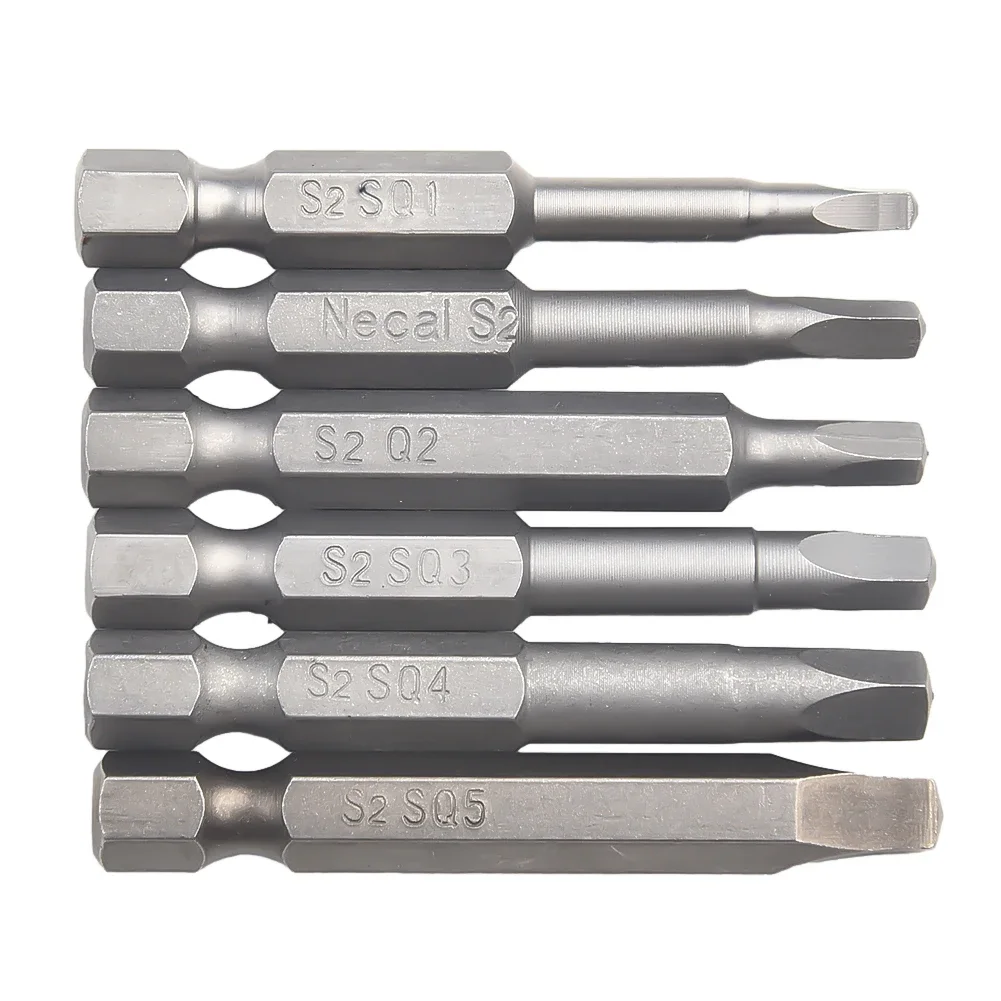 

6pcs Square Screwdriver Bit 1/4'' Hex Shank 50mm Wrench Magnetic Tip Socket Electric Screw Wind Drill Head SQ1-SQ5 Series