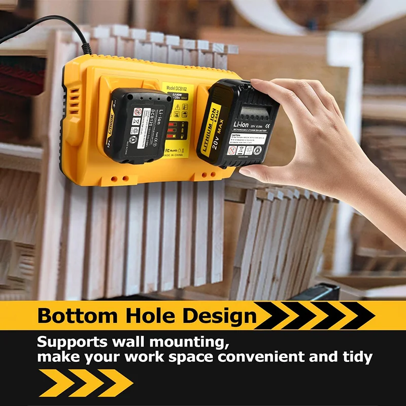 

DCB102 Double Charger For DeWalt 10.8V 12V 14.4V 20V Lithium Ion Battery Pin DCB203 DCB204 DCB205 DCB118 DCB105 DCB107 DCB11