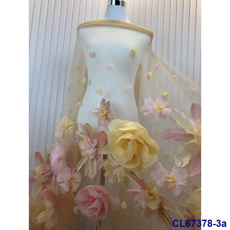 

High Quality Luxury European and American Dresses 3D Embroidery Princess Dress Lace Fabric bridal 3D french lace