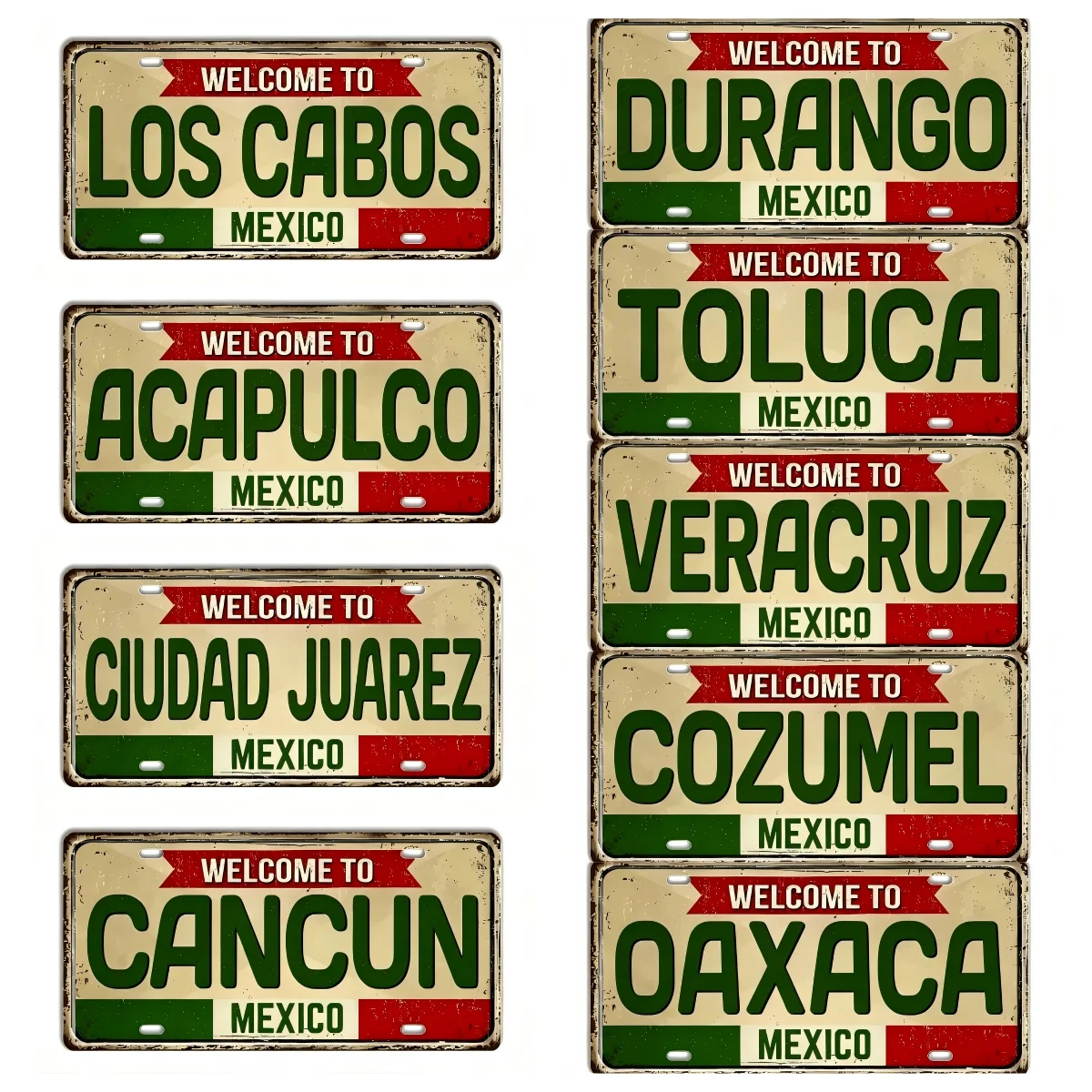 Vintage Mexico City License Plate Tin Sign 15x30cm Retro Metal Wall Art Decor for Home Bar Cafe Wall Decoration