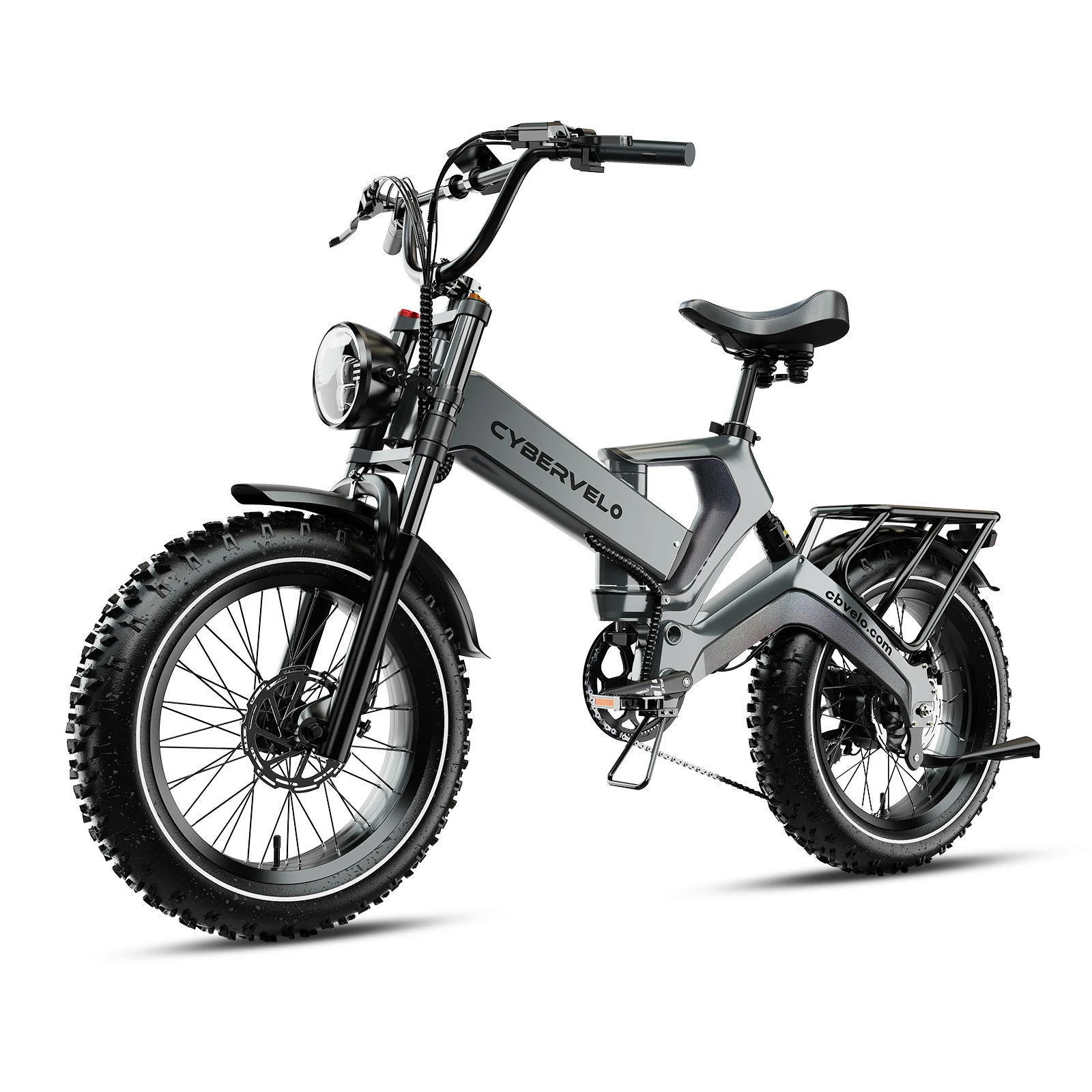 Cybervelo EK6 Folding Ebike 2000W Peak 20-Inch Fat Tire Off-Road Electric Bicycle 20Ah Dual Battery 35MPH Speed 100 Miles Range