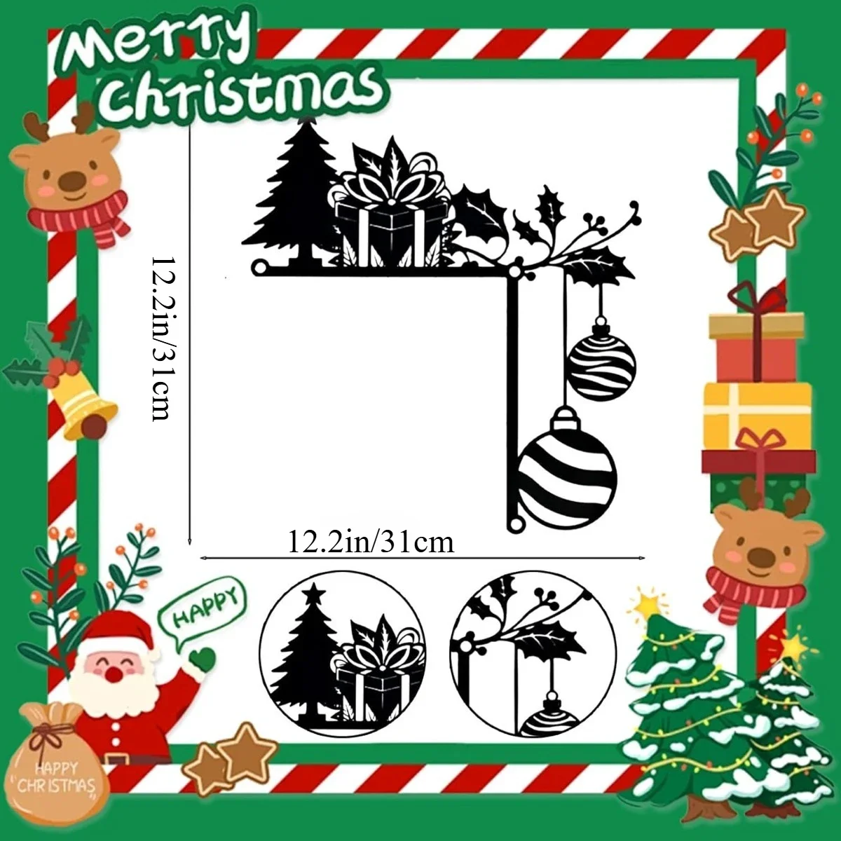 1PC Metal Christmas Door Frame Decoration Festive Top Corner Sign Durable for Extended Use
