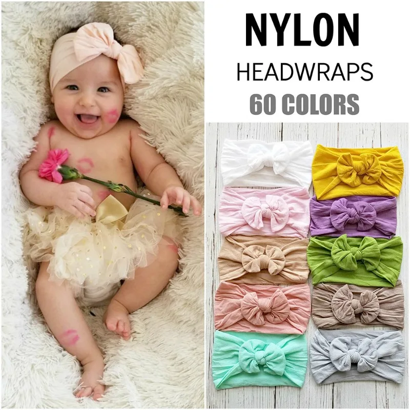 

Ultra Soft Nylon Baby Hair Accessories Bow Knot Children Hair Band Wide Elastic Headband Infant Leggings Headband
