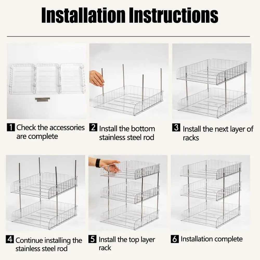 2/3 Tier Clear Desktop Organizer Durable Space Saving A4 File Storage Tray Plastic Sturdy File Paper Holder Desk Accessories