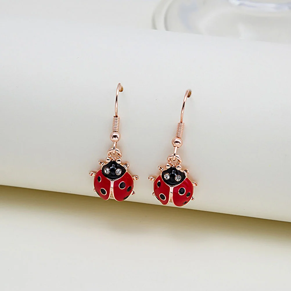 Ladybug Earrings Metal Hook Four Seasons Delicate Dainty for Women Cute Girls Drop Alloy Trendy Pretty