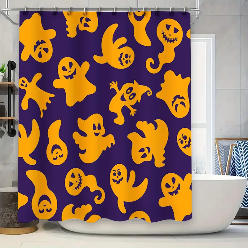 

Жуткий Хэллоуин Призраки Печатная Занавеска Для Душа Водонепроницаемый Моющийся Декор Домашняя Ванная Комната Украшения Фиолетовый/Оранжевый 180X180см AliEx