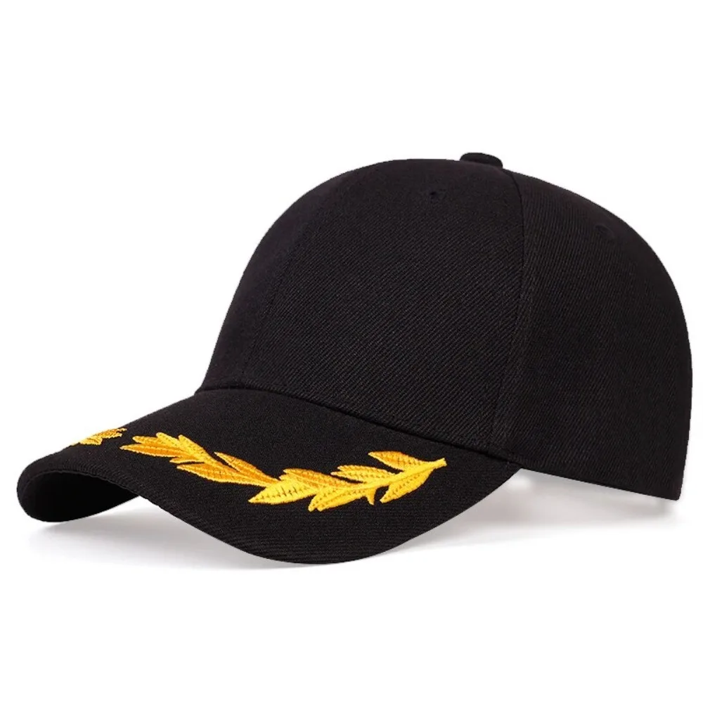 

Fashion Brim Design Baseball Caps Wheat Ear Embroidery Adjustable Casual Hats Casual Style Sunscreen Hat Outdoor Activities