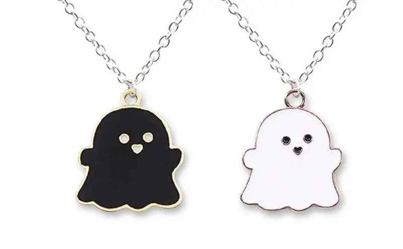 Cute Cartoon Ghost Friendship Couple Pendant Necklaces for Fashion Best Friend Cartoon Ghost Clavicle Chain